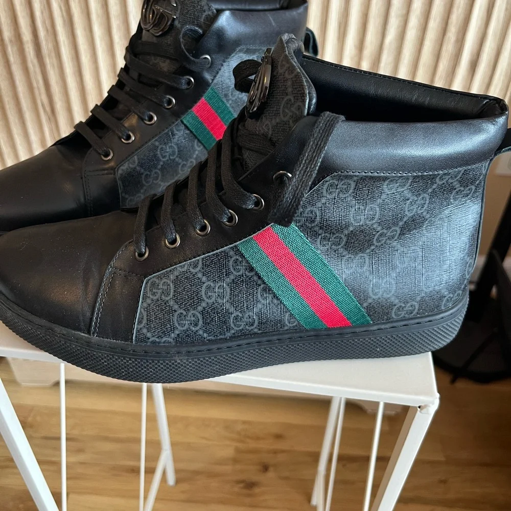 Gucci Black Men's High-Top Sneakers with Double G Hardware (copy) - Picture 7 of 9
